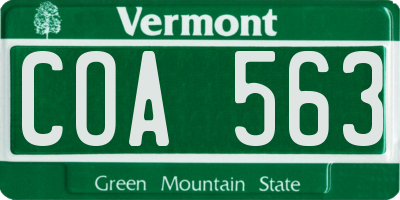VT license plate COA563
