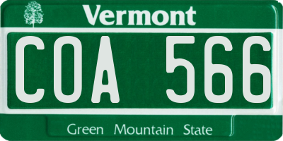 VT license plate COA566