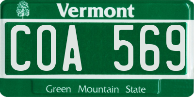 VT license plate COA569