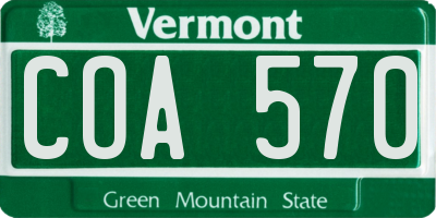 VT license plate COA570