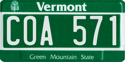 VT license plate COA571