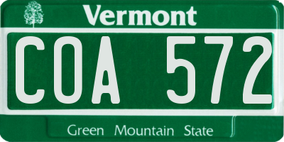 VT license plate COA572