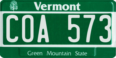 VT license plate COA573