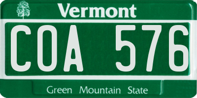 VT license plate COA576