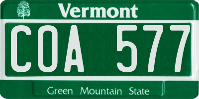 VT license plate COA577