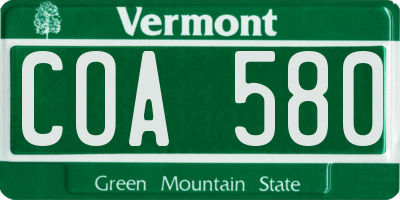 VT license plate COA580