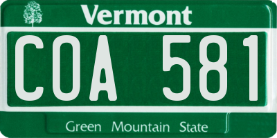 VT license plate COA581