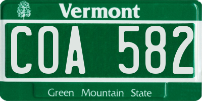 VT license plate COA582