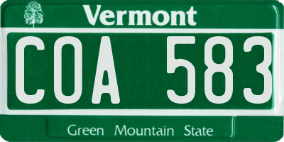 VT license plate COA583