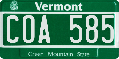 VT license plate COA585