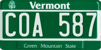 VT license plate COA587