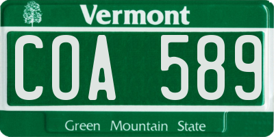 VT license plate COA589