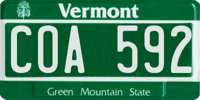 VT license plate COA592