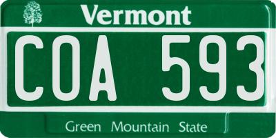 VT license plate COA593