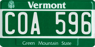 VT license plate COA596