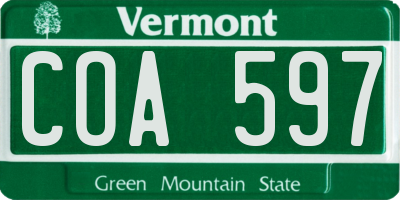 VT license plate COA597