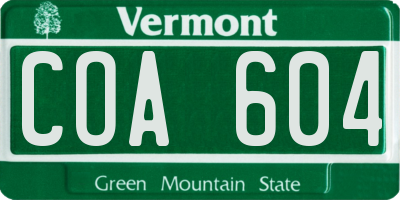VT license plate COA604