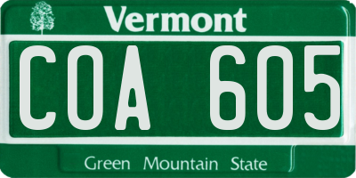 VT license plate COA605