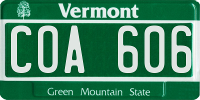 VT license plate COA606
