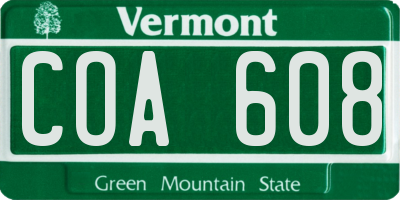 VT license plate COA608