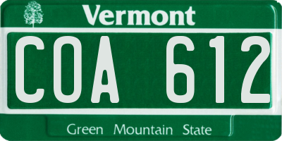 VT license plate COA612