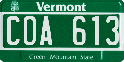 VT license plate COA613