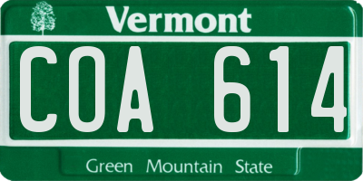 VT license plate COA614