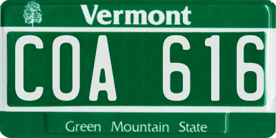VT license plate COA616