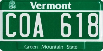 VT license plate COA618