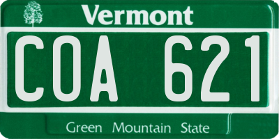VT license plate COA621
