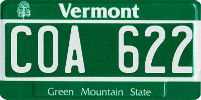 VT license plate COA622