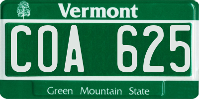 VT license plate COA625