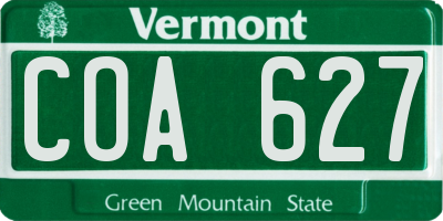 VT license plate COA627