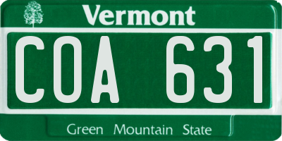 VT license plate COA631