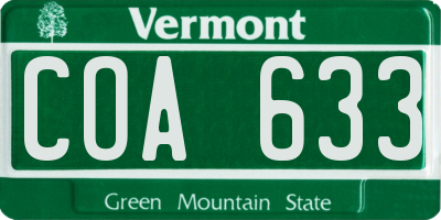 VT license plate COA633