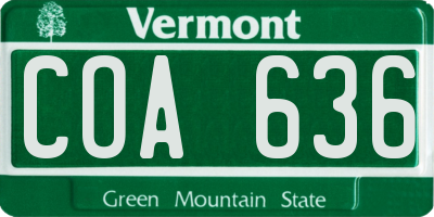VT license plate COA636