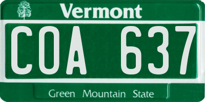 VT license plate COA637