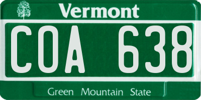 VT license plate COA638