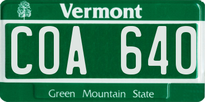 VT license plate COA640