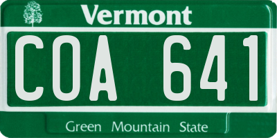 VT license plate COA641