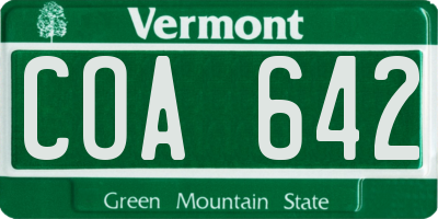 VT license plate COA642
