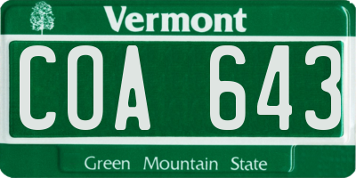 VT license plate COA643