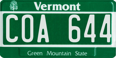 VT license plate COA644