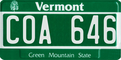 VT license plate COA646