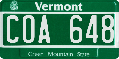 VT license plate COA648