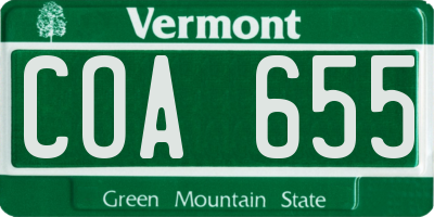 VT license plate COA655