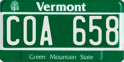 VT license plate COA658