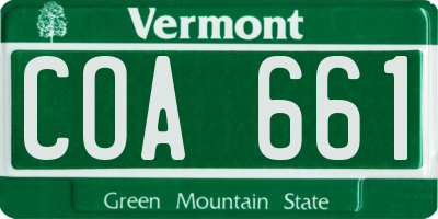VT license plate COA661