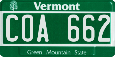 VT license plate COA662