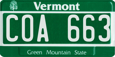 VT license plate COA663